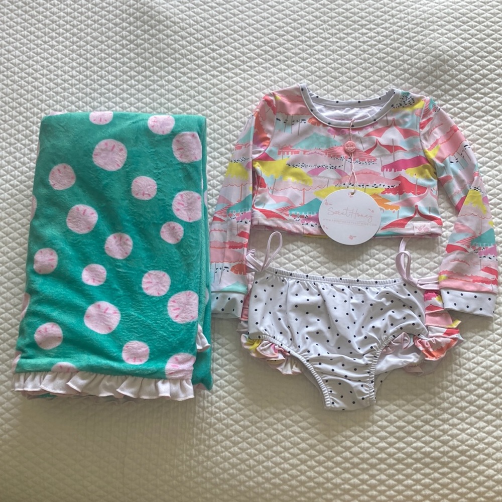 Sweet Honey 2t Swimsuit and Beach Blanket